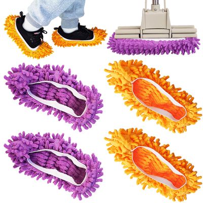4 Pcs Shoes Cover Dust Duster, Washable Mop Slippers Shoes for Floor Cleaning, Reusable Microfiber Duster Mops for House, Office, Bathroom, Kitchen Cleaning (2Pairs)