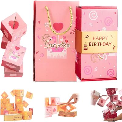 Surprise Box Gift Box, Creating the Most Surprising Gift, Creativity Folding Bouncing Red Envelope Gift Box, Folding Bounce Surprise Gift Box For Birthday Christmas (Happy Birthday #1,16 Bounces)