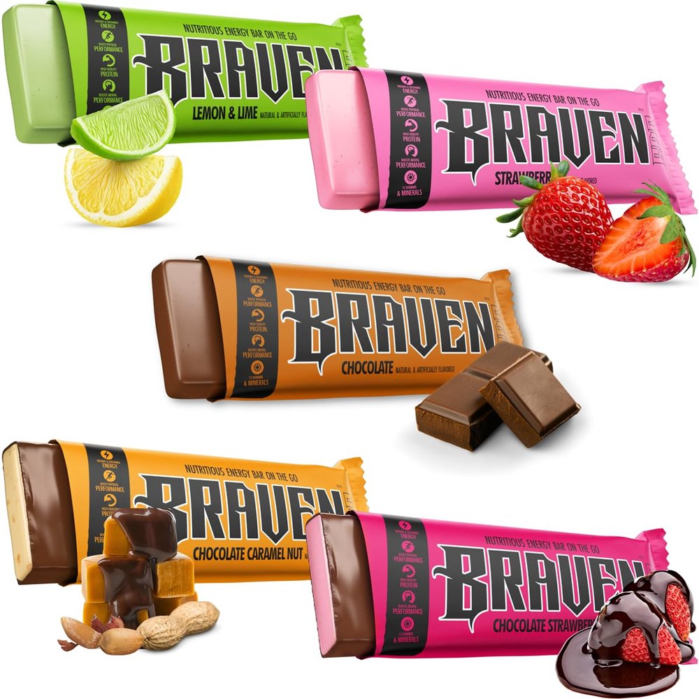 Braven Bar Variety Pack Energy Bars (1.59 oz, Pack of 10) Energy Chews with 5g Protein On-the-Go Energy Snacks for Running, Hiking, and Sports - Gluten Free Snacks for Sustained Energy Boost