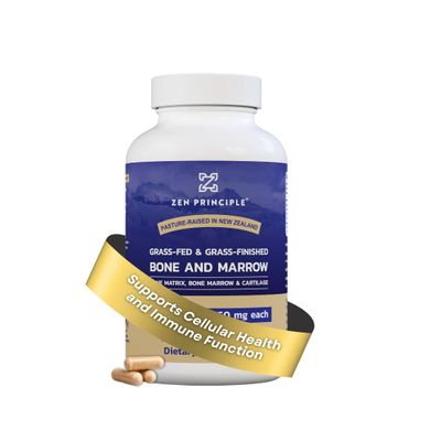 Zen Principle Grass Fed Beef Bone Marrow Supplement, 3300mg. Skin, Oral Health, and Joint Support. Promotes Whole-Body Wellness. Whole Bone Extract, 210 Capsules.