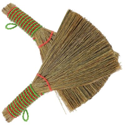 2Pcs Kitchen Cleaning Broom Palm Broomstick Housekeeping Cleaning Tool Dustpan Rustic Short Handle Stick Sweeping Brush Small Miscanthus Child Brush