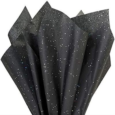 Black Glitter Gift Wrapping Tissue Paper 20x30 2 Pack by Feronia Packaging