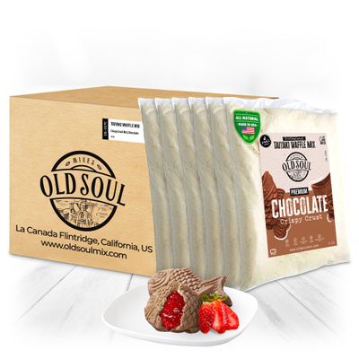 OldSoul Professional Taiyaki Waffle Mix | Crispy | Chocolate Flavor | 30 Lbs | 504 Waffles (30 Lbs, Traditional)