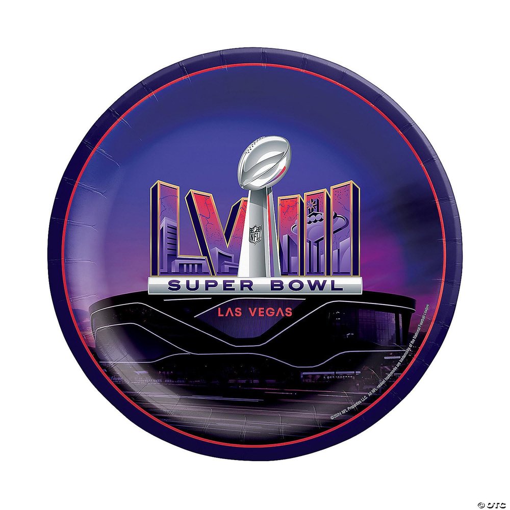 Amscan Super Bowl LVIII Disposable Round 6.75"-8 Count Paper Plates, 6 3/4", Multicolored