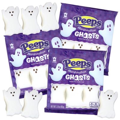 Halloween Ghost Peeps Marshmallow Candy, Party Favors or Baking Decoration DIY, Festive Treats, 18 Total Marshmallows (Pack of 3)