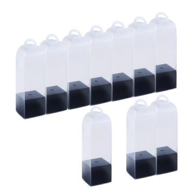 B Baosity 10 Pieces Flower Gift Boxes Single Rose Flower Box Empty with Handle Transparent Reusable Gift Bags Bag Flower Packaging Box for Anniversary, Black