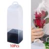 B Baosity 10 Pieces Flower Gift Boxes Single Rose Flower Box Empty with Handle Transparent Reusable Gift Bags Bag Flower Packaging Box for Anniversary, Black view 2