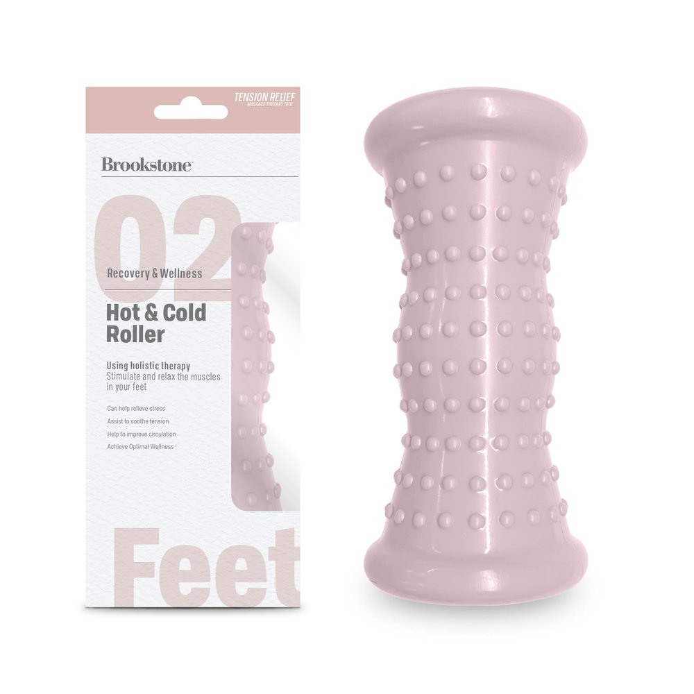 Brookstone Foot Roller Massager Plantar Fasciitis - Hot and Cold Foot Rollers Massage for Tension Relief - Microwave & Freezer Safe - Relax The Muscles with Plantar Fasciitis Roller (Blush Pink)