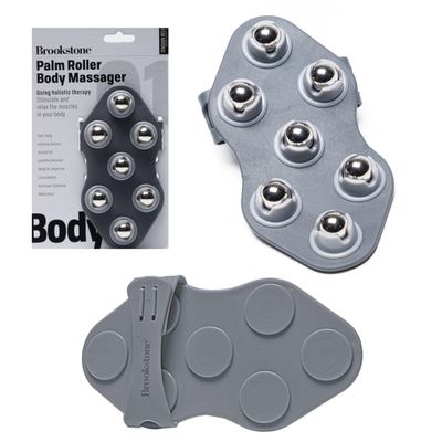 Brookstone Palm Roller Body Massager - Medium Handheld Roller Massager to Relieve Tension - Massage Gloves, Hand Massager Glove, Massage Glove for Stress Relief and Relaxation (Charcoal)