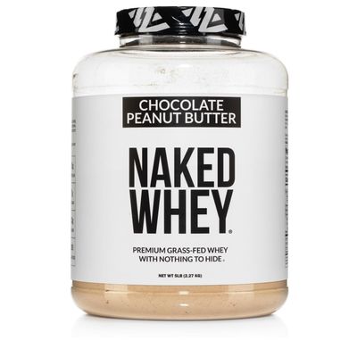 NAKED Whey Chocolate Peanut Butter Grass Fed Whey Protein Powder, No GMO, No Soy, and Gluten Free, Aid Growth and Recovery - 52 Servings