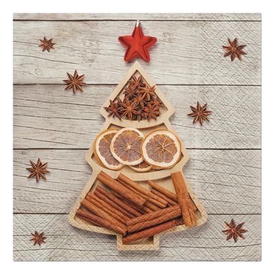 AM Dcor 20 Count 3-Ply Luncheon Paper Scented Napkins for Christmas Dinner Party Decorative Decoupage - 13" x 13" (Unfolded) (Aroma Spices Tree)
