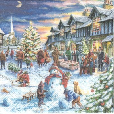 AM Dcor 20 Count 3-Ply Luncheon Paper Napkins for Christmas Dinner Party Decorative Decoupage - 13" x 13" (Unfolded) Christmas Market