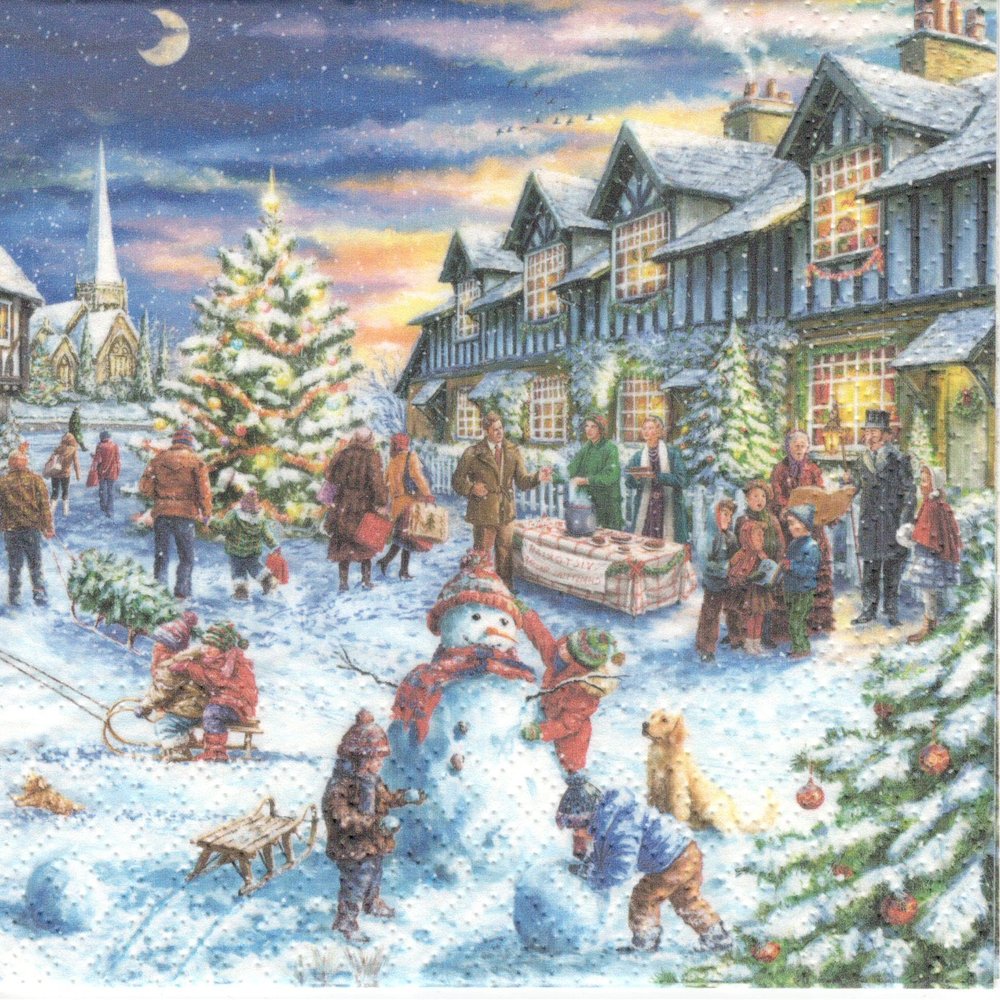 AM Dcor 20 Count 3-Ply Luncheon Paper Napkins for Christmas Dinner Party Decorative Decoupage - 13" x 13" (Unfolded) Christmas Market