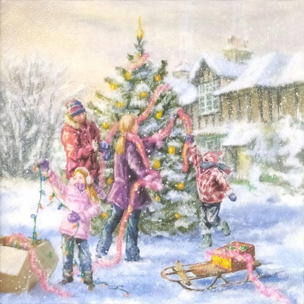 AM Dcor 20 Count 3-Ply Luncheon Paper Napkins for Christmas Dinner Party Decorative Decoupage - 13" x 13" (Unfolded) Family Holidays
