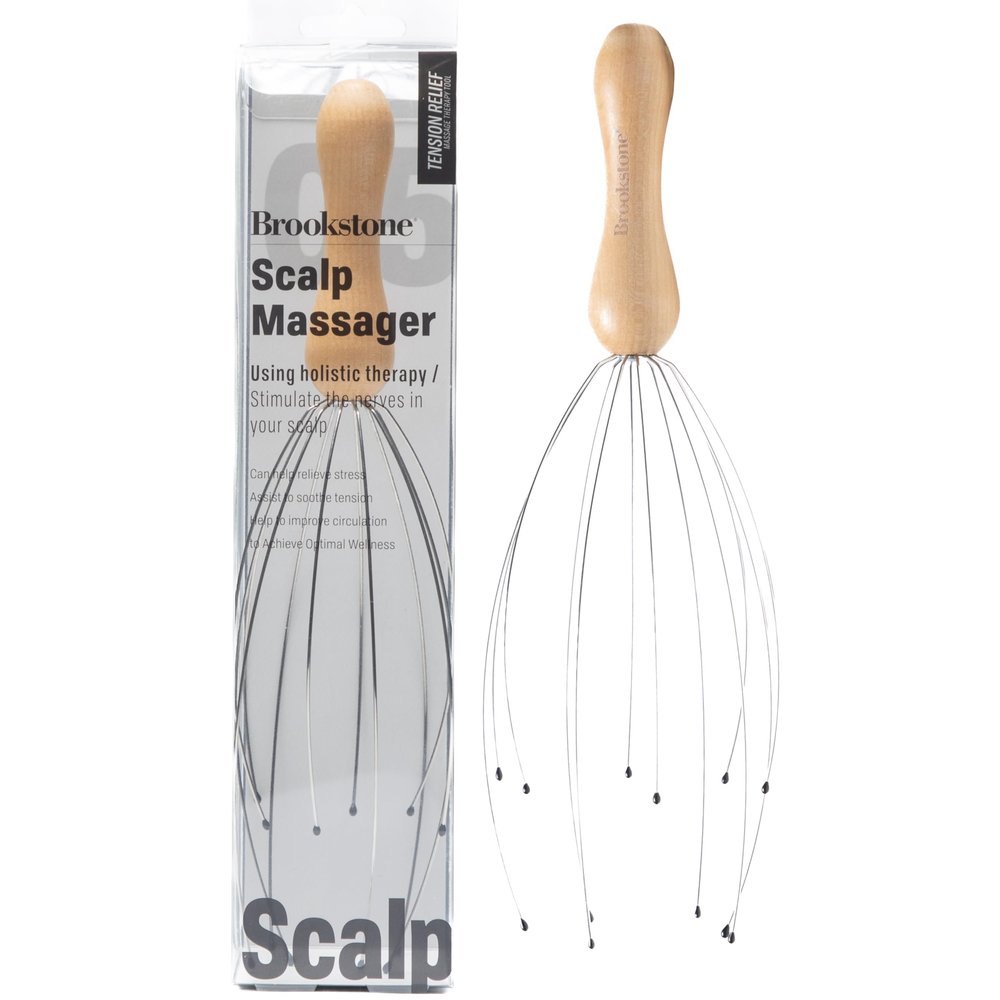 Brookstone Oak Head Massager Scalp | Head Massager for Relaxation | Premium Oak Head Scratcher for Stress Relief and Improved Circulation(Brown)