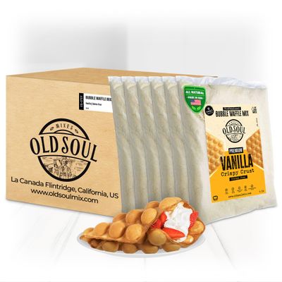 OldSoul Professional Bubble Waffle Mix | GLUTEN FREE | 30 Lbs | Crispy | Vanilla Flavor | Egg Waffle Mix | 168 Waffles (30 Lbs, Gluten Free)