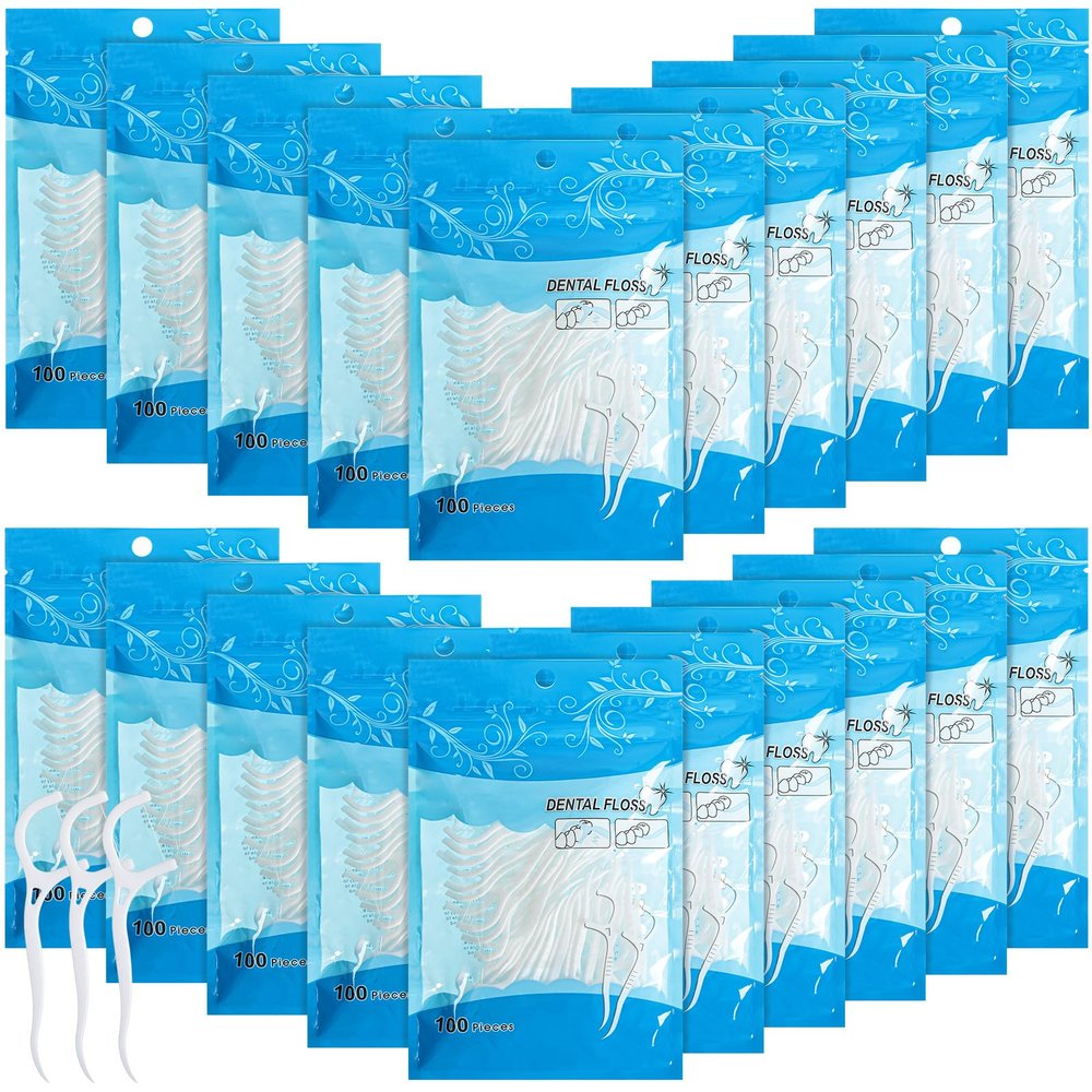 Maxcheck 2000 Count Floss Picks Bulk Natural Dental Floss Picks Toothpicks Sticks High Pull Tooth Flosser Sustainable for Teeth