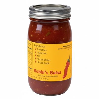 Robbi's Salsa Original - Authentic Arkansas Flavor in Every Bite! Homemade Taste with Secret Blend of Tomatoes, Jalapeno Peppers, Salt, Onion & Garlic, "Best Served When Chilled", Gluten Free - 16 oz Jar