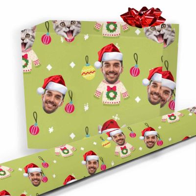 Personalized Wrapping Paper Funny Gift Wrapping Paper Face Photo Custom Fathers Day Gift Wrap Roll for Dad Men Women Kids Christmas Anniversary Baby Shower 58"x 23"