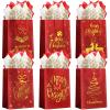 24 Pcs Christmas Gift Bags, Red Glitter Christmas Bags for Gifts with Tissue Paper, 6 Styles Red and Gold Foil Paper Goodie Bag with Handles, Bulk Xmas Holiday Reusable Party Favor Treat Bag view 1