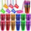 Cididu 36 Pack Shot Glass on Beaded Necklaces, Disposable Plastic Shot Cups Bachelorette, Bulk Adult Mini Shot Glasses for Drinking Party, Birthday, Wedding, Mardi Gras, St. Patrick's Day, 2 Oz view 1