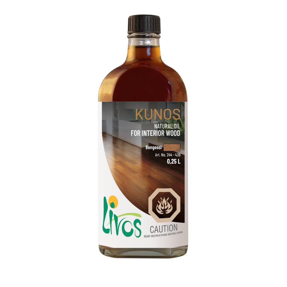 Livos Kunos 244, Natural Wood Oil, Interior Stain and Finish, High Coverage, Easy to Apply, Plant Based, Linseed Oil, Furniture & Flooring Hardwax Oil, Made in Germany (250mL, 425 - Elm)