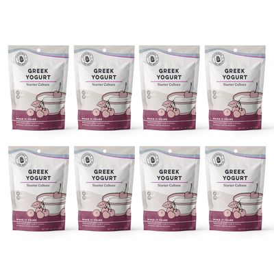 Cultures for Health Greek Yogurt Starter Culture | 16 Packets Dehydrated Heirloom Style DIY Probiotic Yogurt | Delicious for Smoothies, Granola and Berries, Tzatziki, Soup, & Other Healthy Snacks (8 Pack)