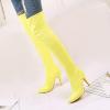 CsgrFagr Women's Autumn And Winter Candy Color Suede Stiletto Heels Slim And Tall Over The Platform Knee High Boots (Yellow, 9) view 2