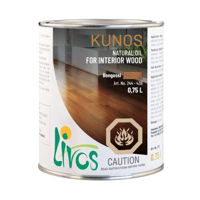 Livos Kunos 244, Natural Wood Oil, Interior Stain and Finish, High Coverage, Easy to Apply, Plant Based, Linseed Oil, Furniture & Flooring Hardwax Oil, Made in Germany (750 mL, 427 - Elm Dark Brown)