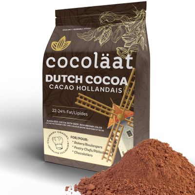 Cocolat European Style Dutch Cocoa Powder | Culinary Grade for Bakers, Pastry Chefs, & Chocolatiers | Dark and Rich With High 22/24% Cocoa Butter | Resealable Pouch | 12 oz, 340 g