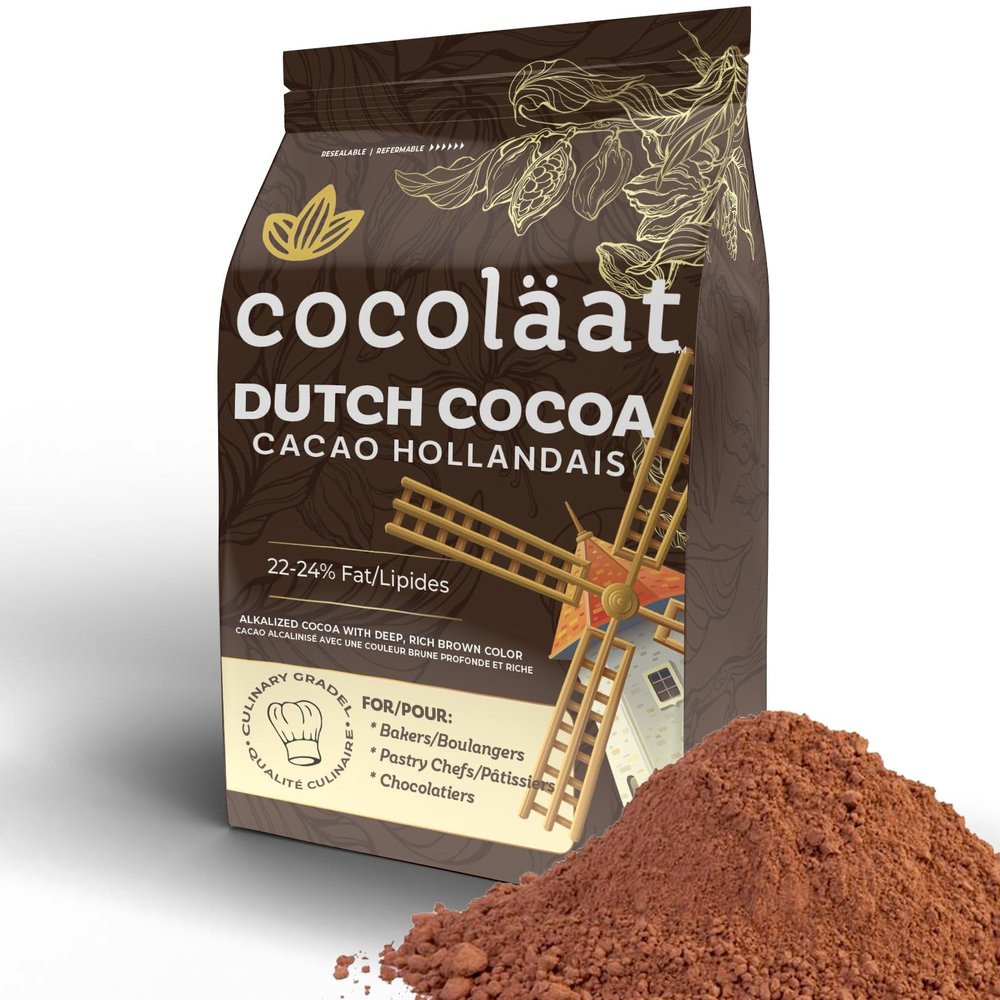 Cocolat European Style Dutch Cocoa Powder | Culinary Grade for Bakers, Pastry Chefs, & Chocolatiers | Dark and Rich With High 22/24% Cocoa Butter | Resealable Pouch | 12 oz, 340 g