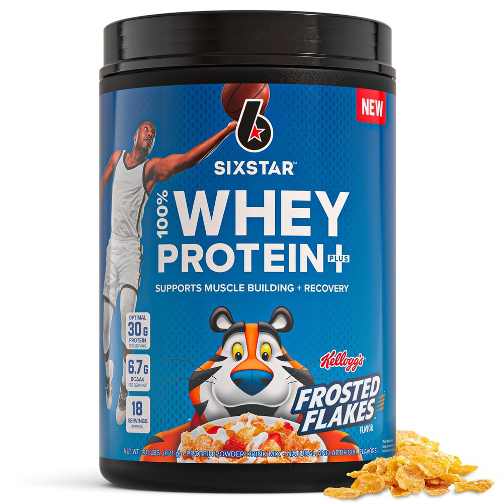 Six Star Whey Protein Powder Plus - Muscle Building & Recovery Formula with Whey Isolate Powder, BCAAs, 30g Protein, Immune Support - Post-Workout Supplement - Kelloggs Frosted Flakes Flavor, 1.8 lbs
