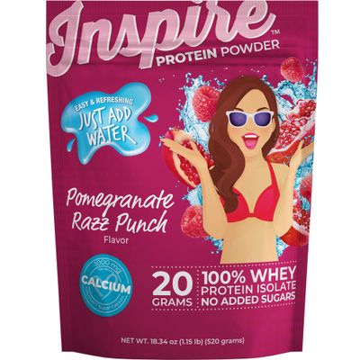 Bariatric Eating Inspire Pomegranate Razz Punch 20g Whey Protein Isolate Powder with Calcium (20 Servings)