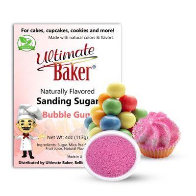Ultimate Baker Flavored Sanding Sugar (1x4oz) - Burst of Flavor & Color for Cakes, Cookies & More, All-Natural, Perfect for Baking & Decorating or as a Flavored Coffee Sugar (Bubble Gum)