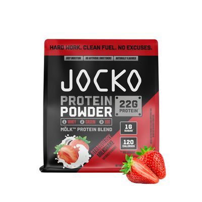 Jocko Fuel Mlk Whey Protein Powder 22g Low Sugar Monk Fruit Blend - Muscle Recovery & Growth, Packaging May Vary (27 Servings, Strawberry Milkshake)