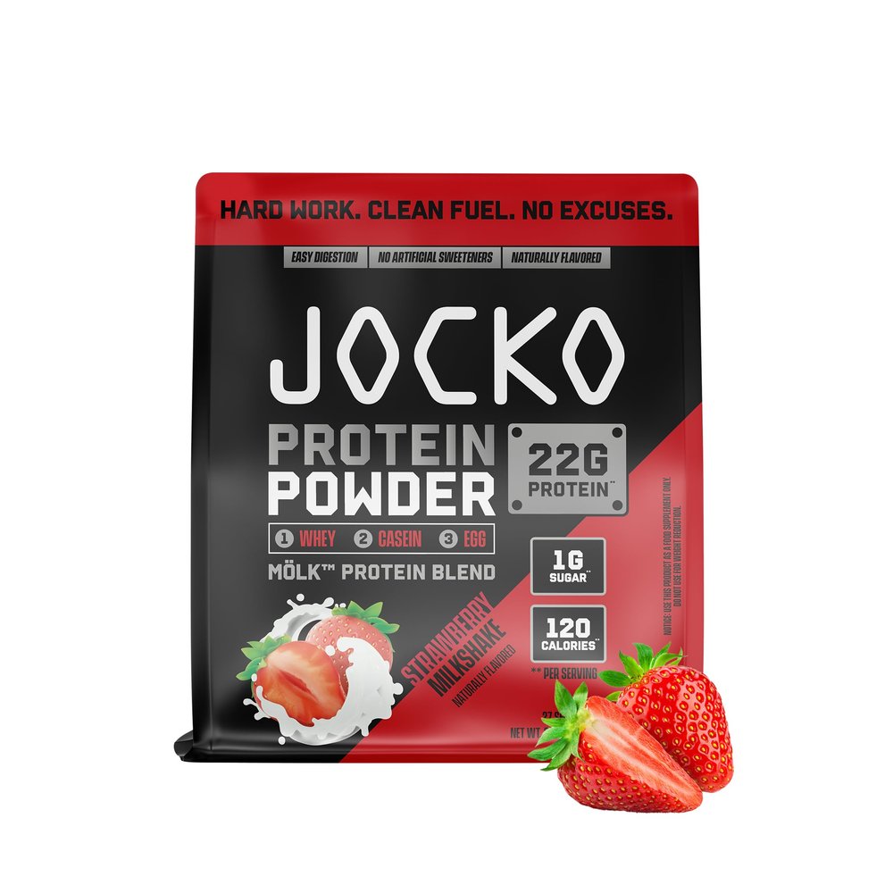 Jocko Fuel Mlk Whey Protein Powder 22g Low Sugar Monk Fruit Blend - Muscle Recovery & Growth, Packaging May Vary (27 Servings, Strawberry Milkshake)