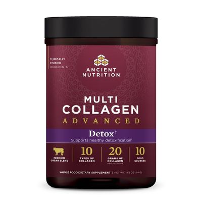 Ancient Nutrition Advanced Multi Collagen Protein Powder Cleanse & Detox, Unflavored, 36 Servings