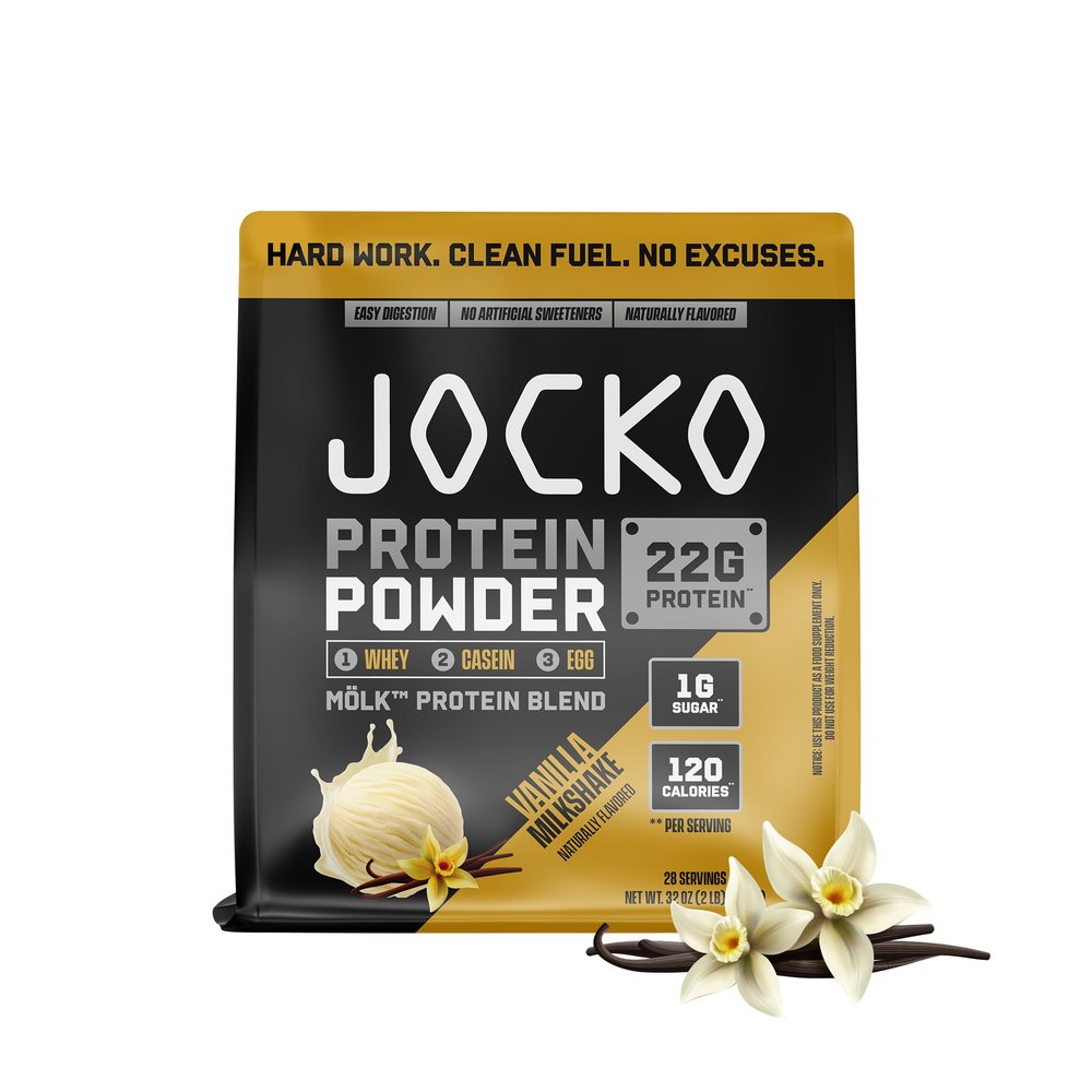 Jocko Fuel Mlk Whey Protein Powder 22g Protein - Low Sugar Monk Fruit Blend - Muscle Recovery & Growth, Packaging May Vary (28 Servings, Vanilla Milkshake)