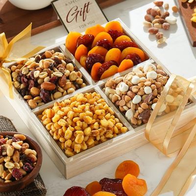 Broadway Basketeers Dried Fruit And Nuts Gift Basket Assortment For Men Women - A Healthy Holiday Gift for Families and Corporate Christmas Gifts