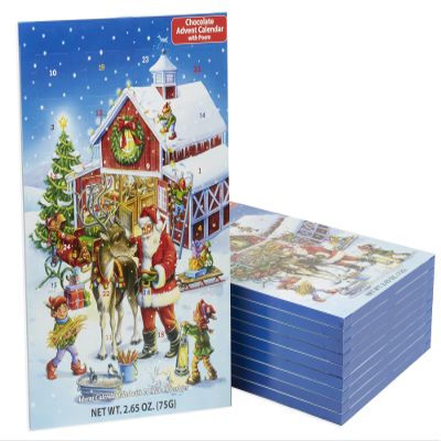 10-Pack of Ready Reindeer Chocolate Advent Calendars by Vermont Christmas Company - with Twas the Night Before Christmas