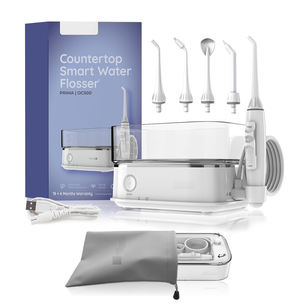 Water Flosser | Two Modes Clean & Massage | 10 Setting Water Pressure | 6 Tips & 600 ml Tank | Family Model