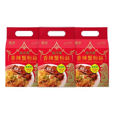Chef Dragon Singapore Chili Spicy Crab Glass Vermicelli Noodles  Non-Fried, LowGI, Quick 10Min Meal  Authentic Singapore Chili Crab Flavor | Pack of 3 (9 Counts)