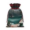 ZISHAK Serenity Lake Camping Splice Burlap Drawstring Gift Bag:A Reusable Christmas Burlap Gift Pouch For All Your Needs view 2