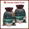 ZISHAK Serenity Lake Camping Splice Burlap Drawstring Gift Bag:A Reusable Christmas Burlap Gift Pouch For All Your Needs view 3