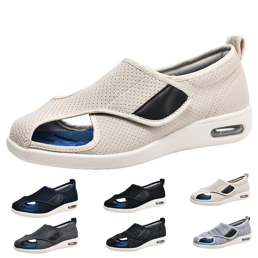 bumuam Lightweight Walking Sneakers,Women's Diabetic Sandals, Adjustable Width Arthritis&Edema Shoes for Elderly Arthritis Edema Swollen Feet Men 8/Women 9