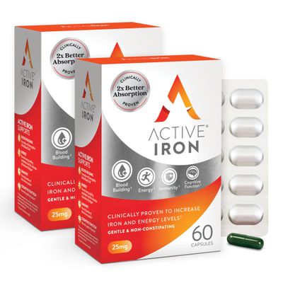 Active Iron Supplement 25mg  Clinically Proven to Increase Iron & Energy Levels  Gentle, Non-Constipating, Highly Absorbed  120 Capsules
