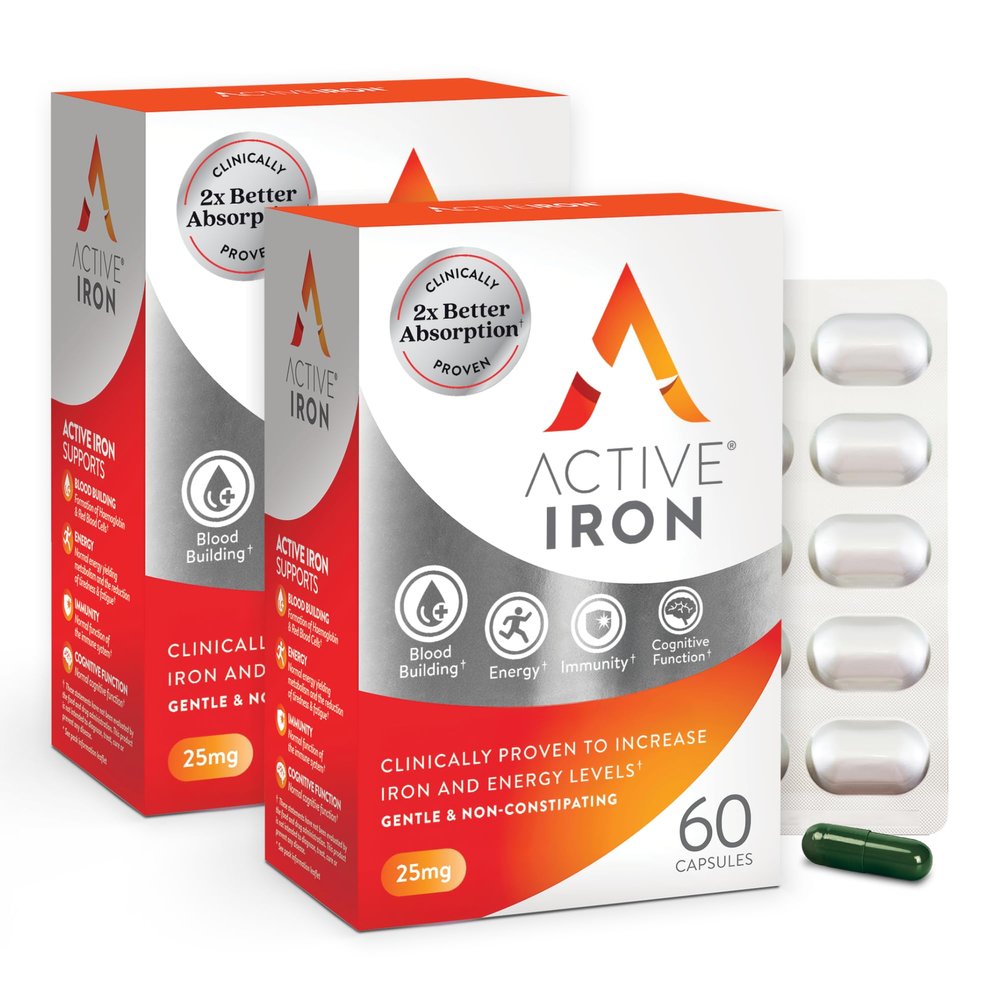 Active Iron Supplement 25mg  Clinically Proven to Increase Iron & Energy Levels  Gentle, Non-Constipating, Highly Absorbed  120 Capsules