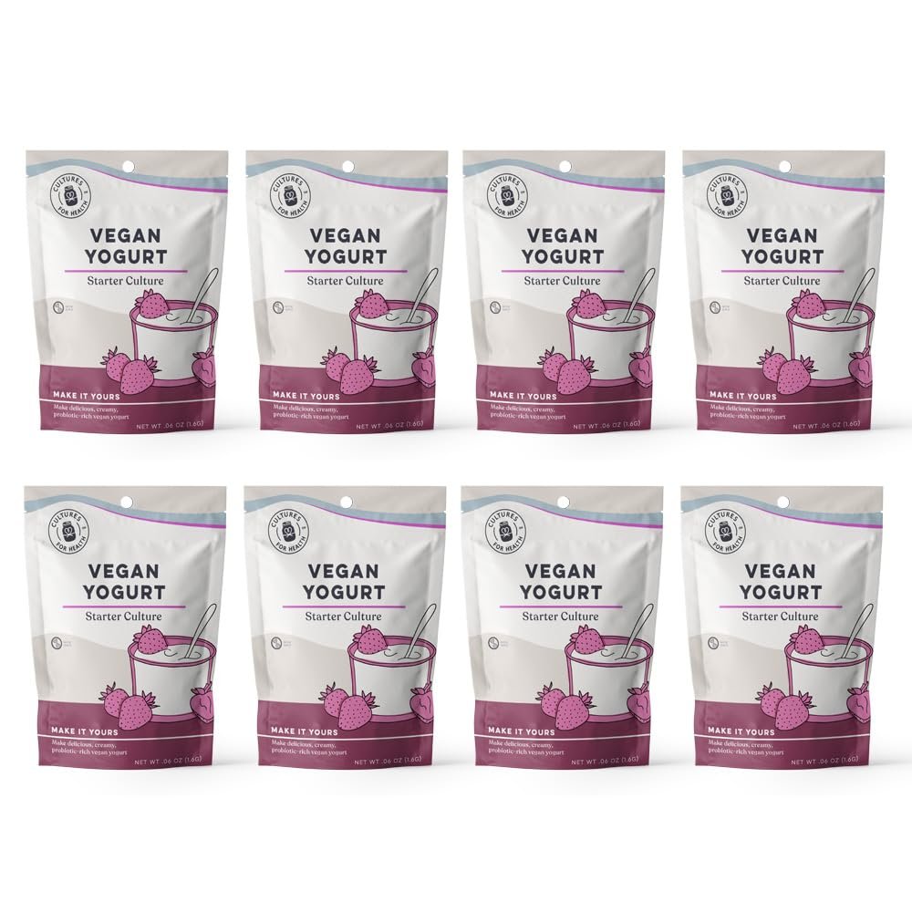 Cultures for Health Vegan Starter Culture | 32 Dairy-Free Direct-Set Packets for Creamy Plant-Based Yogurt | Probiotic for Gut Health