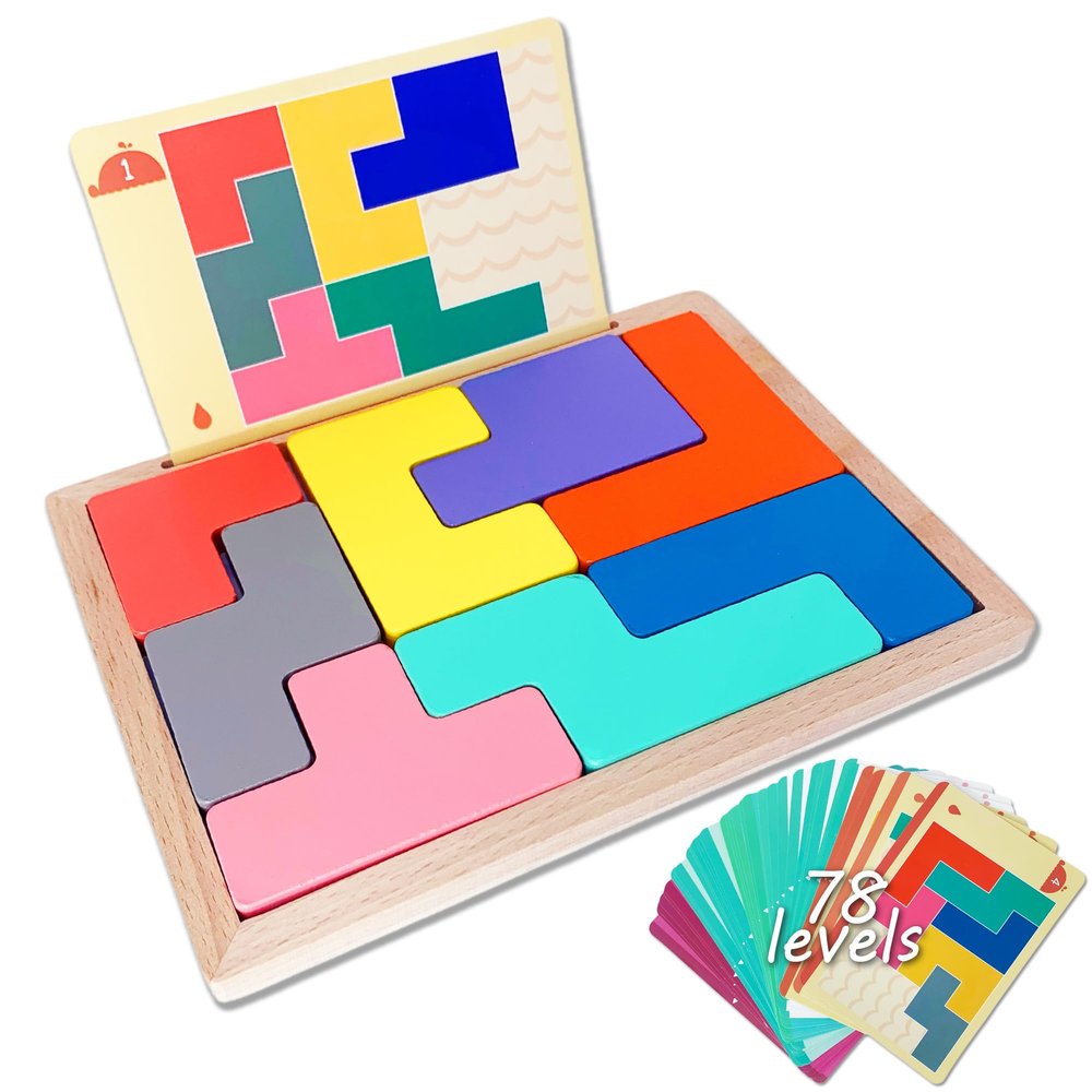 Gifts for People with Dementia - Wooden Puzzle Activities for Seniors Pattern Blocks Products for Elderly with Dementia Products for Alzheimers Patients Easy Memory