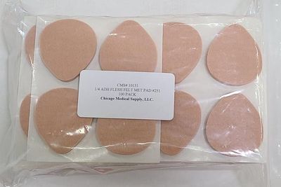 CMS #251 1/4'' Adhesive Flesh Felt Metatarsal Shoe Foot Pads Pre-Cut Cookie 100/PK MPAD-041